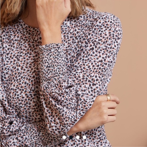 Nation LTD Loren Smocked Peasant Tee Pima Cotton Size XS - Picture 3 of 6